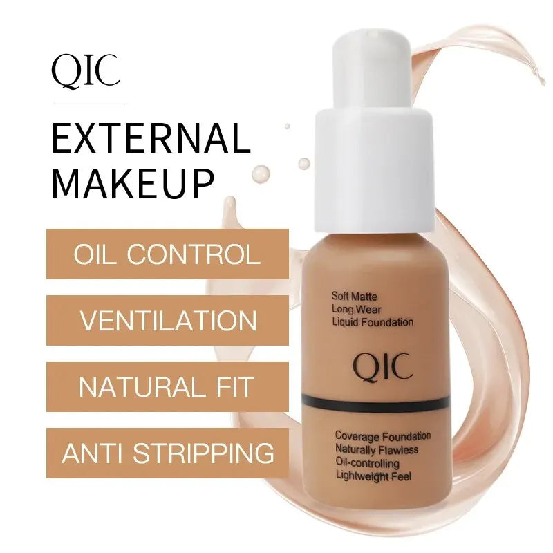 Liquid Foundation Concealer Face Naturally Flawless Matte Oil-Control Waterproof Long Lasting Foundation 30ml 5 Colors Optional Qme