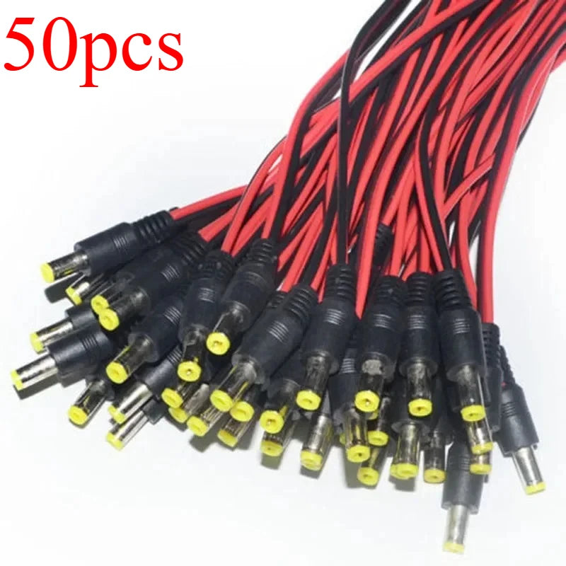 50pcs Male Female Plug 12V DC Power Pigtail Cable Jack for CCTV Camera Connector Tail Extension DC Wire Adapter 5.5 X 2.1mm Qme