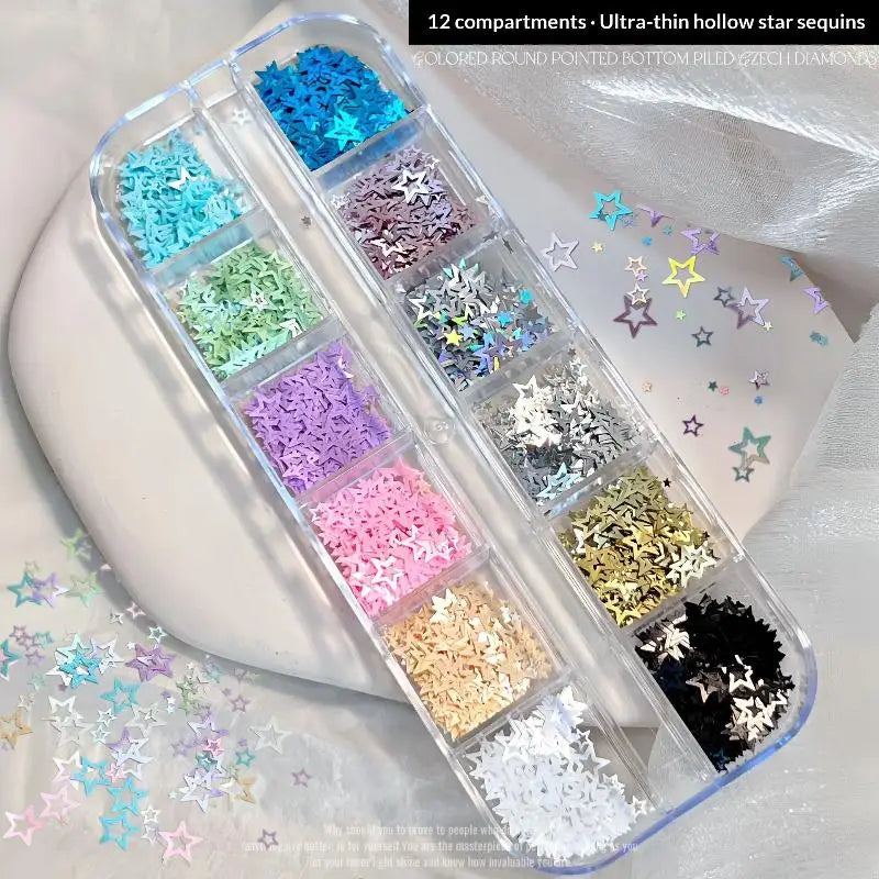 Star Nail Glitter Sequins Mixed Laser Holographic Shiny Decor Kids Qme A1