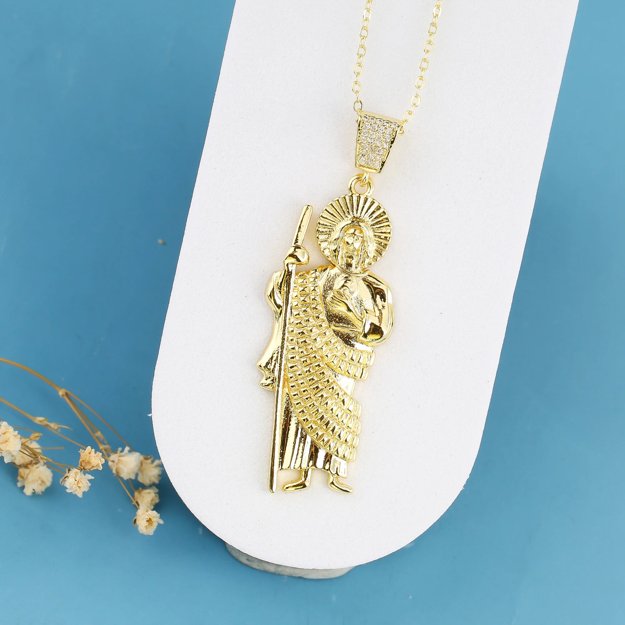 Classic Simple San Judas Tadeo Pendant 14k Gold-plated Men's and Women's Necklace for Religious Daily Party Jewelry Gift Choice Qme 1