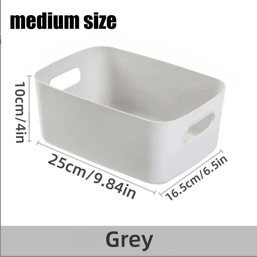 Storage Box Household Drawer Plastic Storage Desktop Storage Box Cosmetics Grocery Snack Storage Basket Kitchen Qme grey medium 1pcs