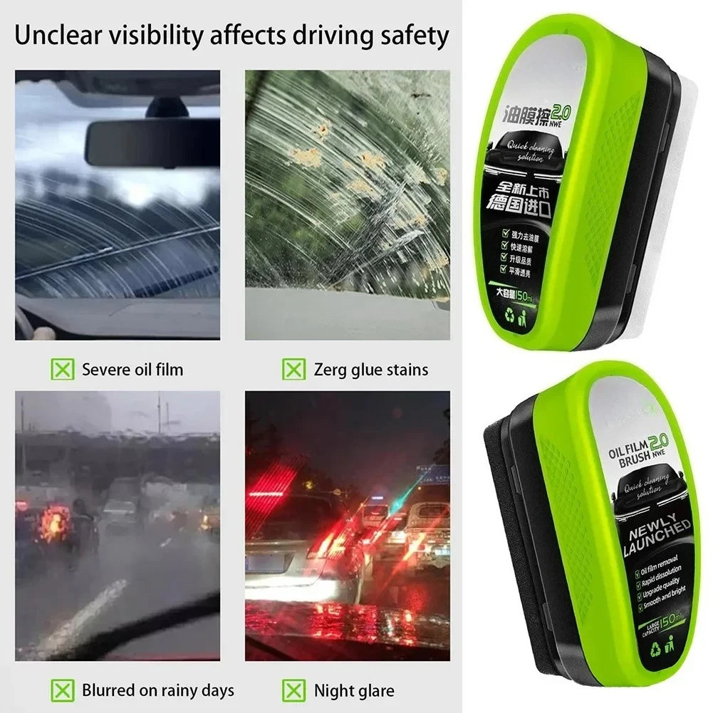 Car Glass Oil Film Wipe, Front Windshield Side Window, Oil Removal, Dirt Removal, Coating, Crystal Plating, Strong Cleaning Qme