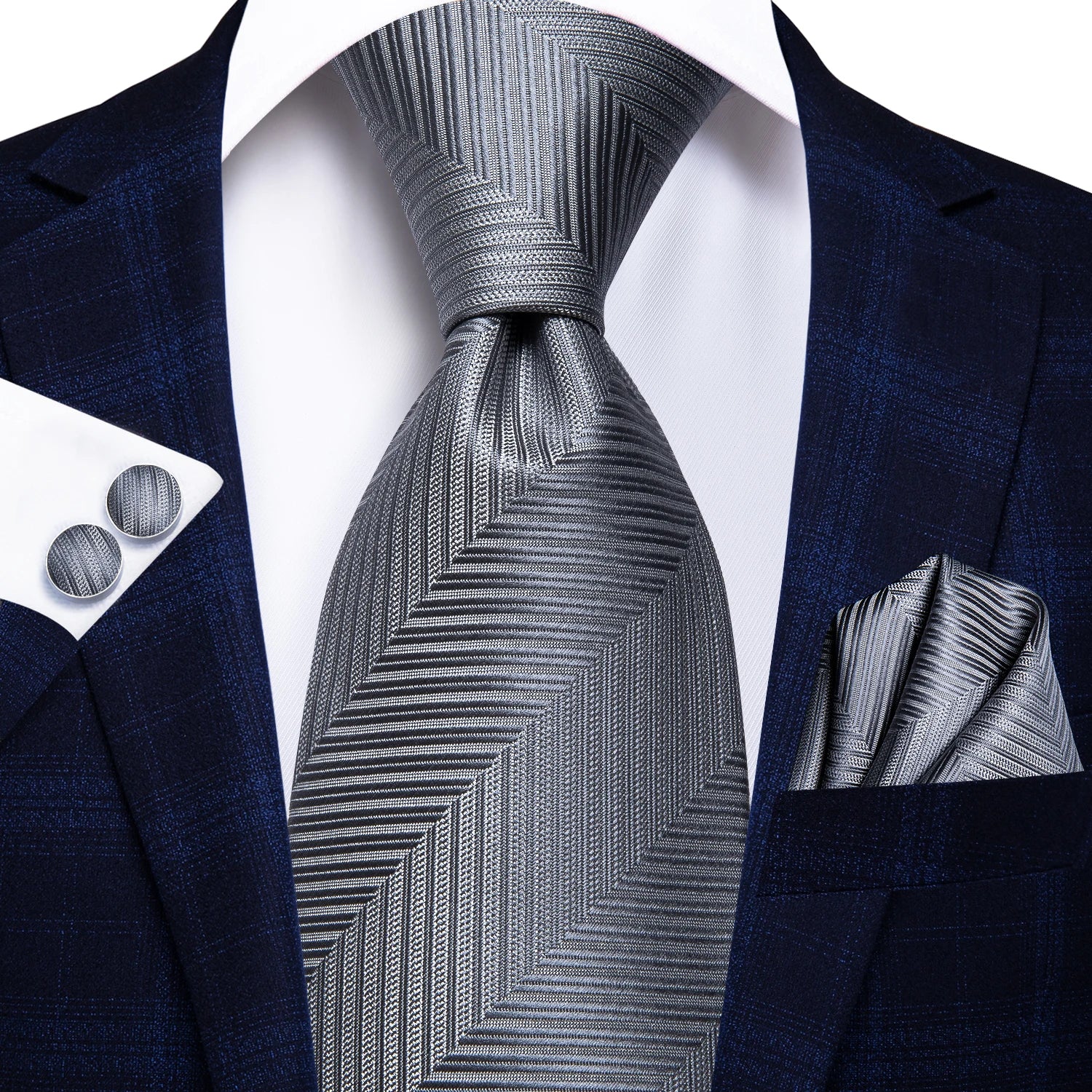 Navy Blue Striped Wedding Tie Men Fashion Design Green Red Necktie