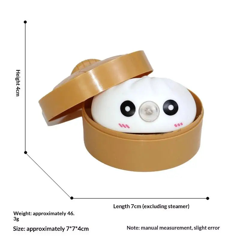 Cute Bubble-blowing Squeeze Bun Steamer Basket Toy Squishy Dumpling Qme White