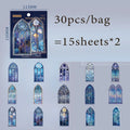 Vintage Gothic Church Stained Glass Window Stickers, Retro Collage Decorative Supplies, Ideal Holiday & Birthday Gifts Qme E