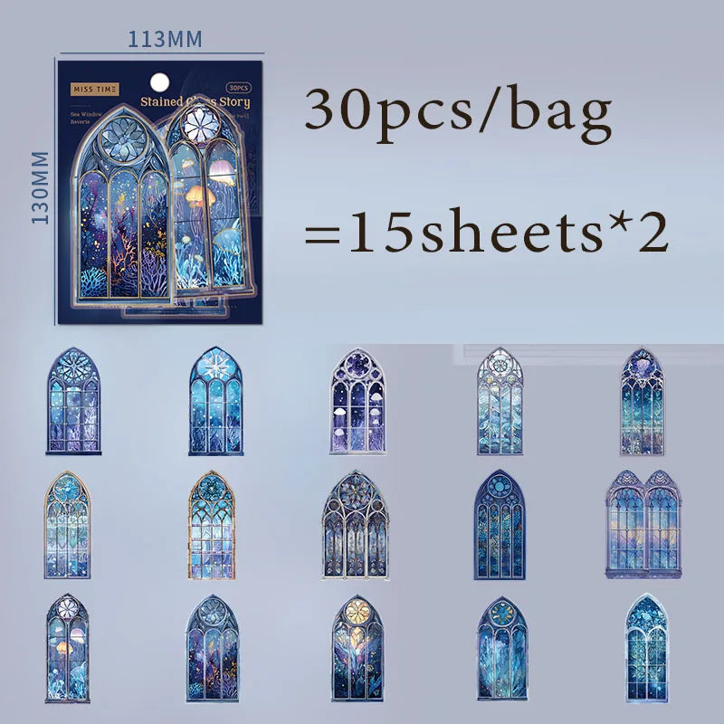 Vintage Gothic Church Stained Glass Window Stickers, Retro Collage Decorative Supplies, Ideal Holiday & Birthday Gifts Qme E