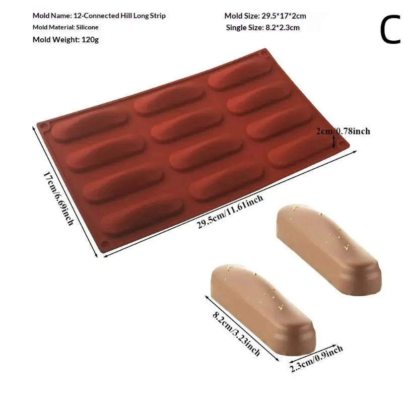 6 8 12 Cells Chocolate Eclair Dessert Bakeware Long Strip Puffs Qme C