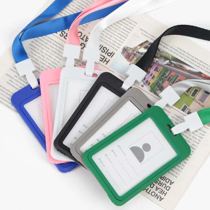 Card Holder ID Sleeve Credit Cover Bus Case Credential Badge Lanyard Qme