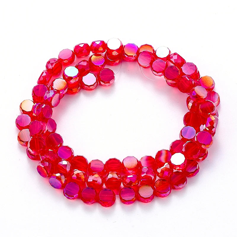 Flat Round Glass Beads Transparent Faceted Glass Spacers Colorful Coin Beads Crystal Loose Beads for Jewelry Making DIY Bracelet Qme Color 9 6mm-95pcs