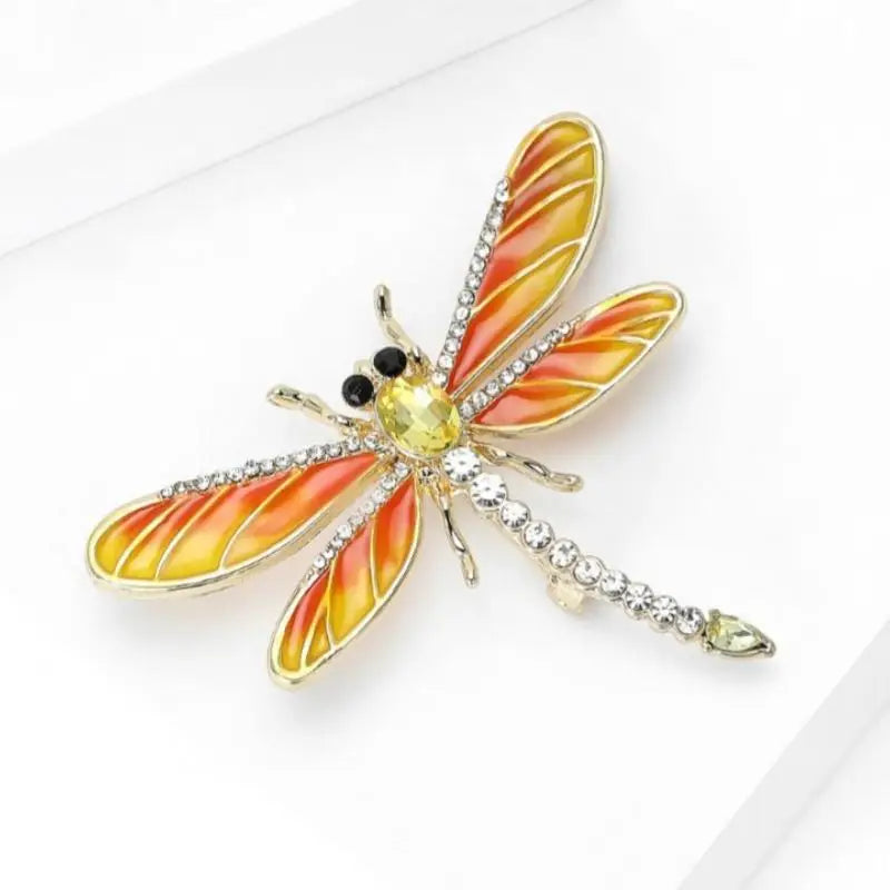 Fashion Alloy Enamel Dragonfly Brooch High-end Versatile Rhinestone Animal Brooch Women's Clothing Corsage Jewelry Accessory Qme