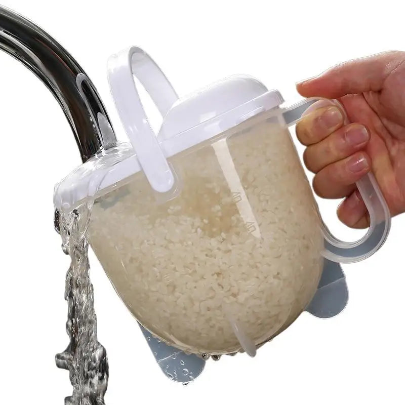 1Pc Rice Strainer With Handle , Rice Wash Strainer Bowl With Lid Convenient Multifunctional Kitchen Items For Grain Beans. Qme
