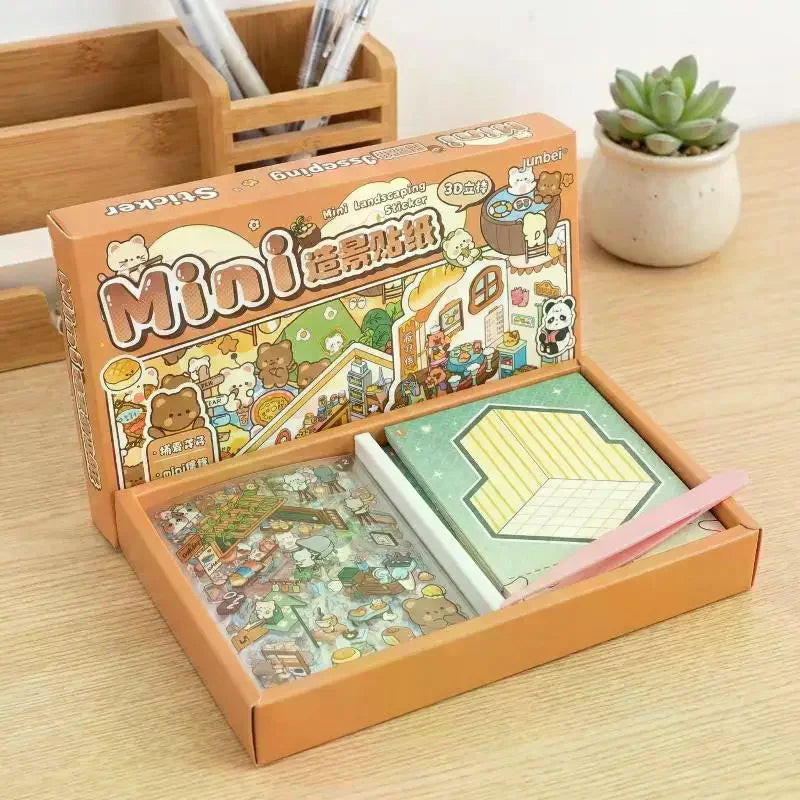 Box 3D Landscape Stickers Miniature Scene Collection Book Series Qme