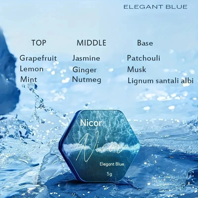 Men's Portable Refreshing Durable Solid Ointment Perfume Dating Daily Qme Elegant Blue