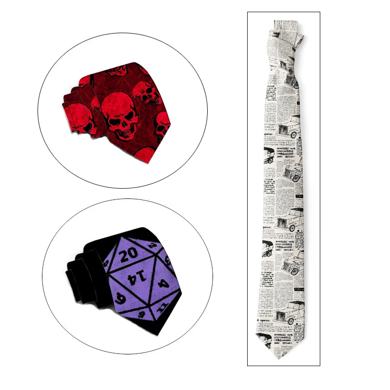 Red Skull Tie Personality Humor Men's Business Leader Ladies Party Qme