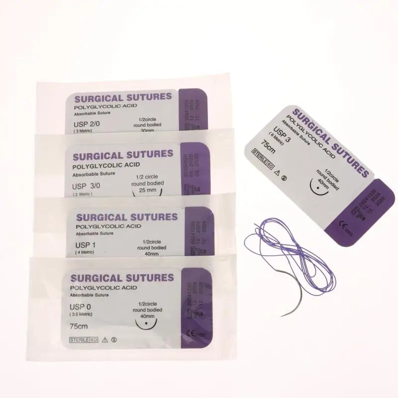 1/5PCS PGA 75CM With Needle 3/0 2/0 0 1 2 3 Absorbable Suture Thread Pet Dog Specific Teaching Demonstrations Exercises Use Qme