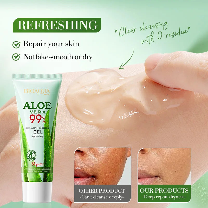 Aloe Exfoliating Gel Facial Deep CleansingPore Shrink Pore Cleansing Skincare Whitening Moisturizing Repair Facial Scrub Cream Qme