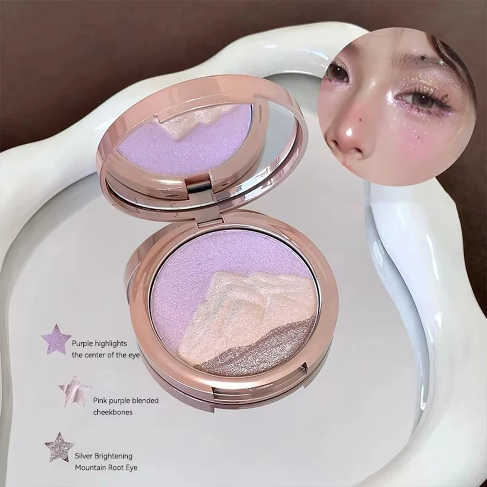 High-Gloss Palette Delicate Pearl Shimmer Non-Cakey High Color Payoff Facial Contour Brightening Contouring Natural Makeup Qme