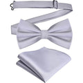 Solid Bowtie Pocket Square Cufflinks Business Men Neck Bow Ties Qme color6