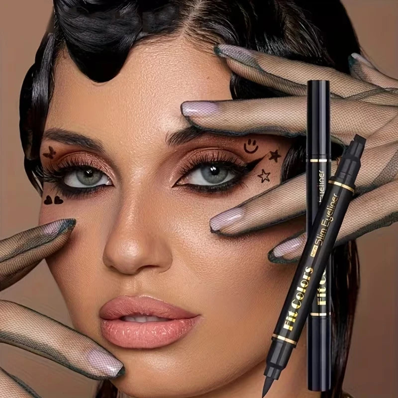 Star Stamp Eyeliner Pen Double Head Waterproof Long Lasting Smudge Qme