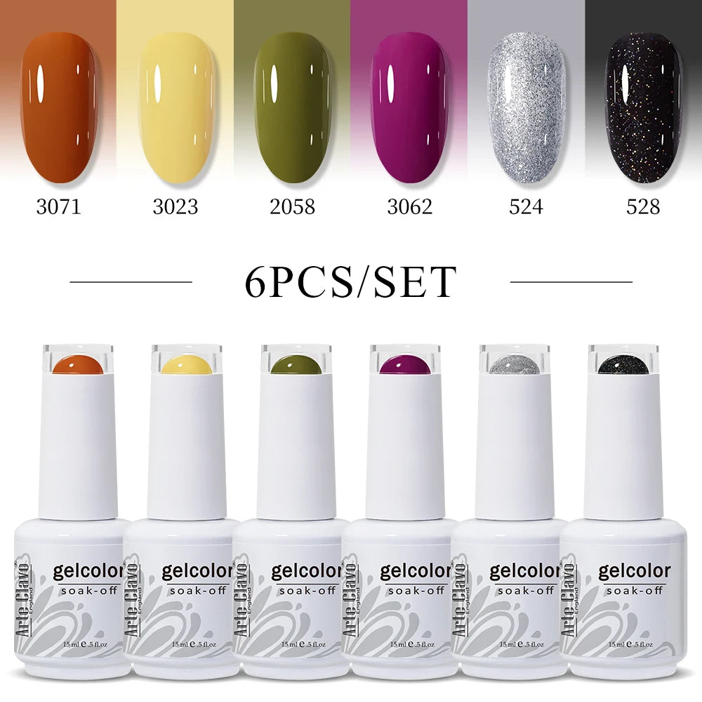 Arte Clavo Glitter Semi Permanent Nail Art LED UV Gel Polish Sparkly Qme AC-ZBZH46-6B