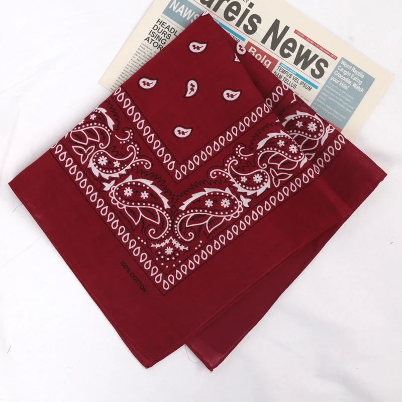 Unisex Cotton Bandana Kerchief Hip Hop Black Hair Band Neck Scarf Qme A11