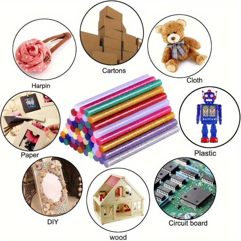 50pcs Hot Glue Sticks 7mm X 100mm For 20W-30W Mini Hot Melt Glue Gun Qme