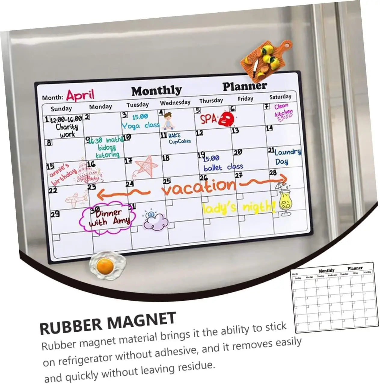 Fridge Magnetic Calendar Stickers Reusable Monthly Planner Kitchen Refrigerator Decor Magnet Qme