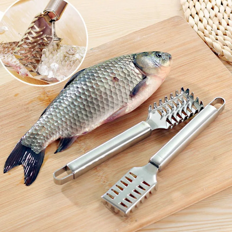 1PC Stainless Steel Fish Scale Knife Scale Scraper Sawtooth Scraping Boning Filleting Cut Scrape Dig Maw Knife Fish Killing Tool Qme