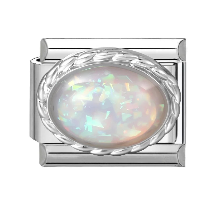 2026 Y2K Shiny Opal Gems Oval Bright Italian Charm Links Fit 9mm Stainless Steel Bracelet Women Jewelry DIY Making Dropshipping Qme Style 6