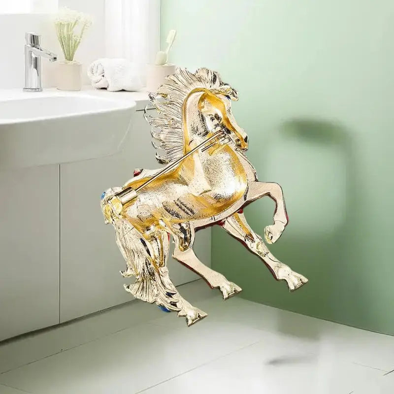 Exquisite Rhinestone Running Horse Brooches Women Men 4-color Enamel Qme