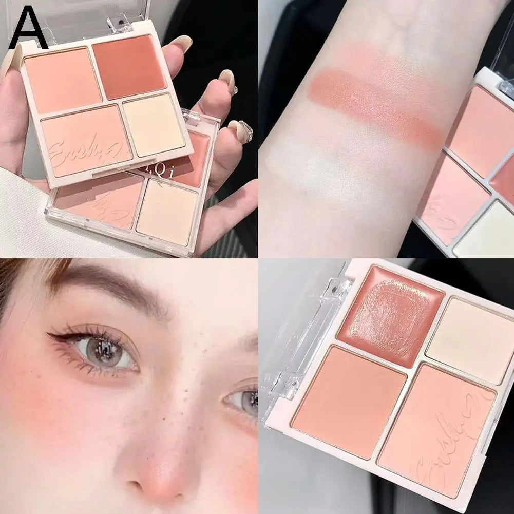 4 Matte Pink Blush Palette Shades Pigmented Shimmering Long Lasting Qme 01