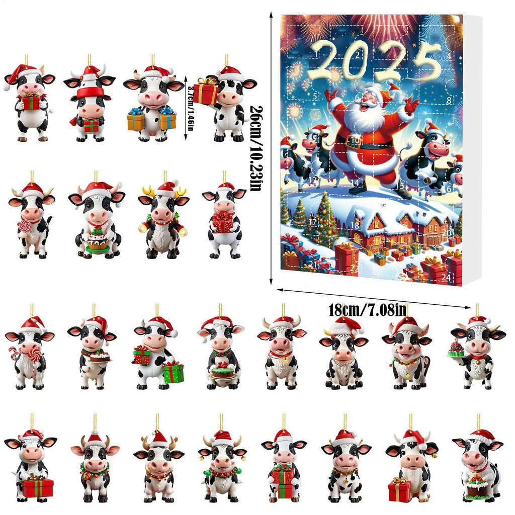 Christmas Countdown Calendars Cute 24 Cow Advent Calendar Cartoon Qme
