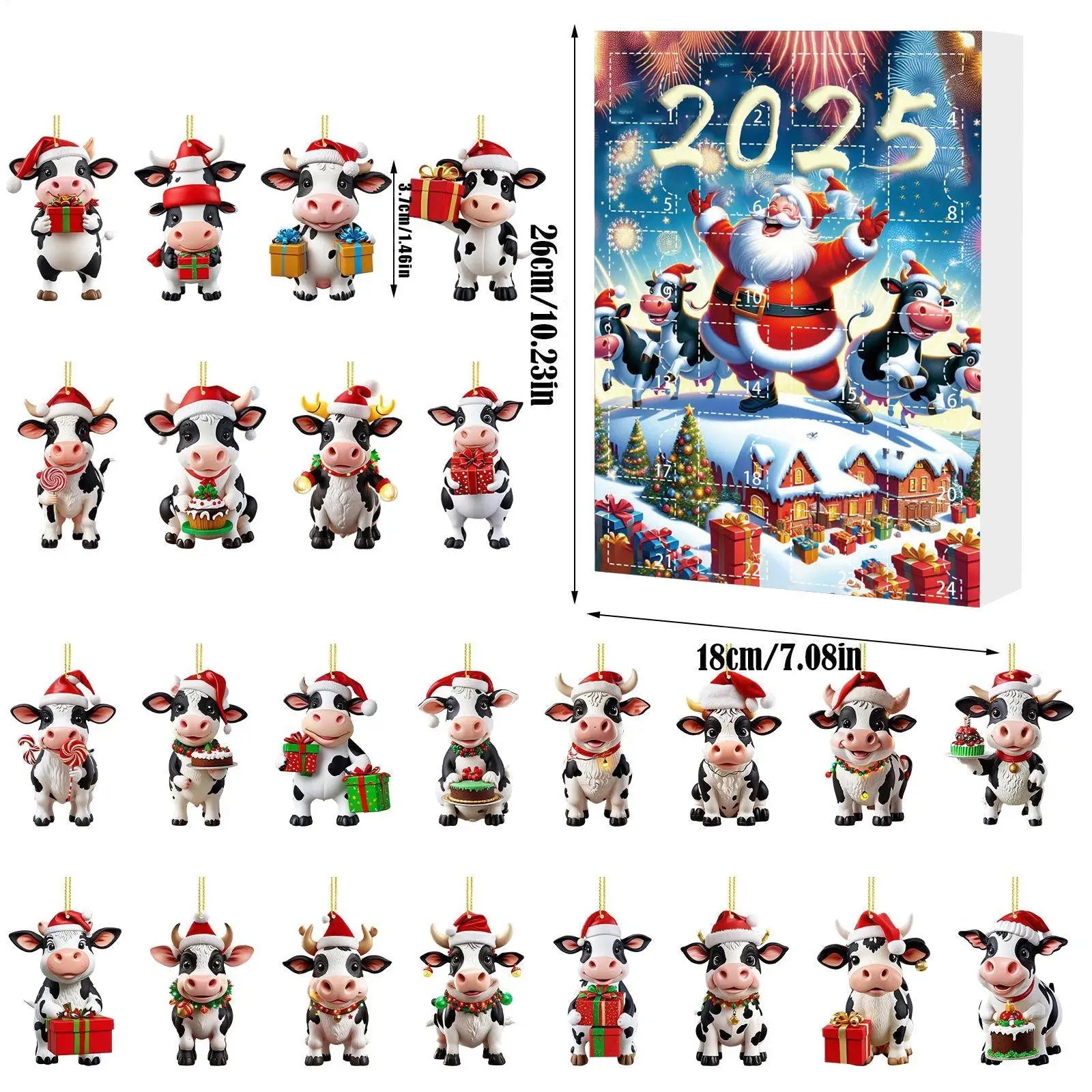 Christmas Countdown Calendars Cute 24 Cow Advent Calendar Cartoon Qme