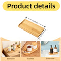 Eco-Friendly Bamboo Tray Non-Slip Multi-Functional Wood Saucer for Coffee Tea Dessert Snack Home Hotel Bathroom Living Room Qme Rectangle