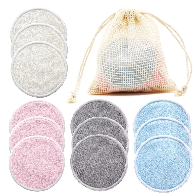 Reusable Bamboo Makeup Remover Pads Washable Rounds Cleansing Facial Qme mix