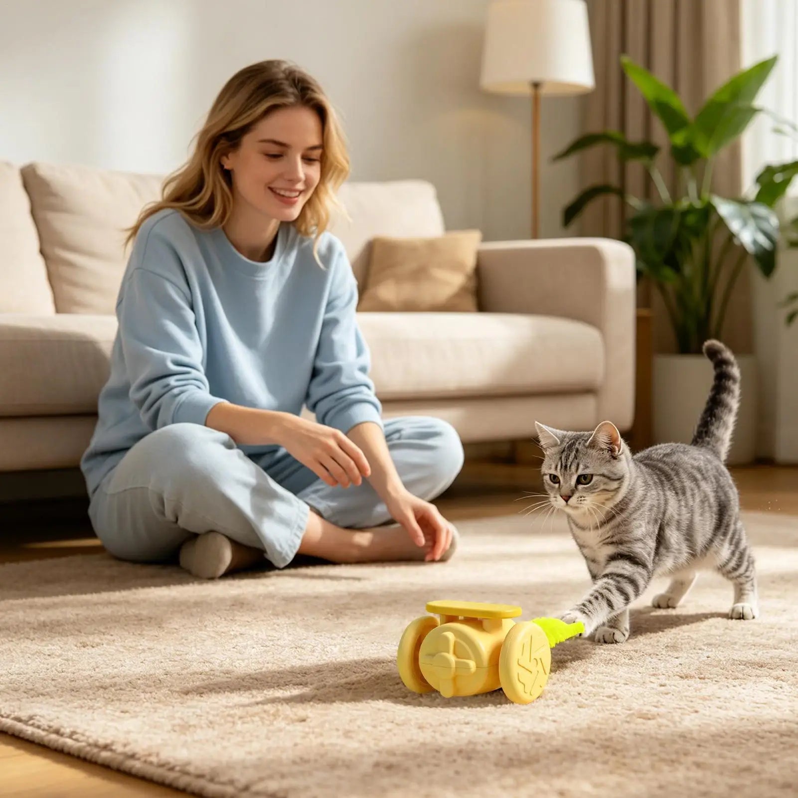 Indoor Cat Toys Rechargeable Tail-Swaying Teaser Automatic Obstacle Avoidance Cat Toy For Small Medium Large Indoor Outdoor Home Qme