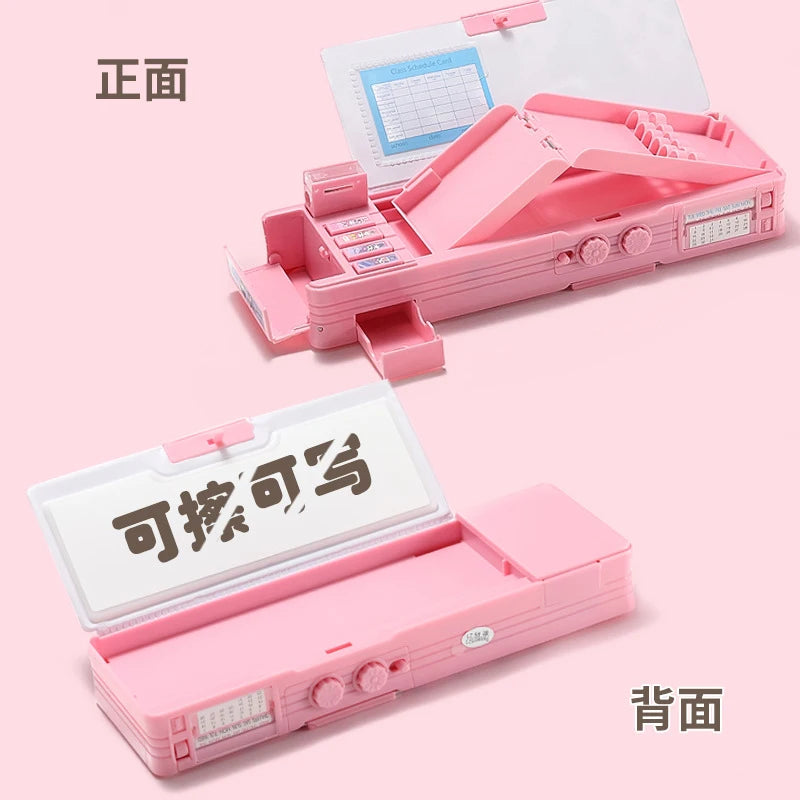 Hello Kitty Kuromi Cartoon Pencil Case With Combination Lock Multifunctional, Large-Capacity,Two-Tier Pencil Case for Students Qme