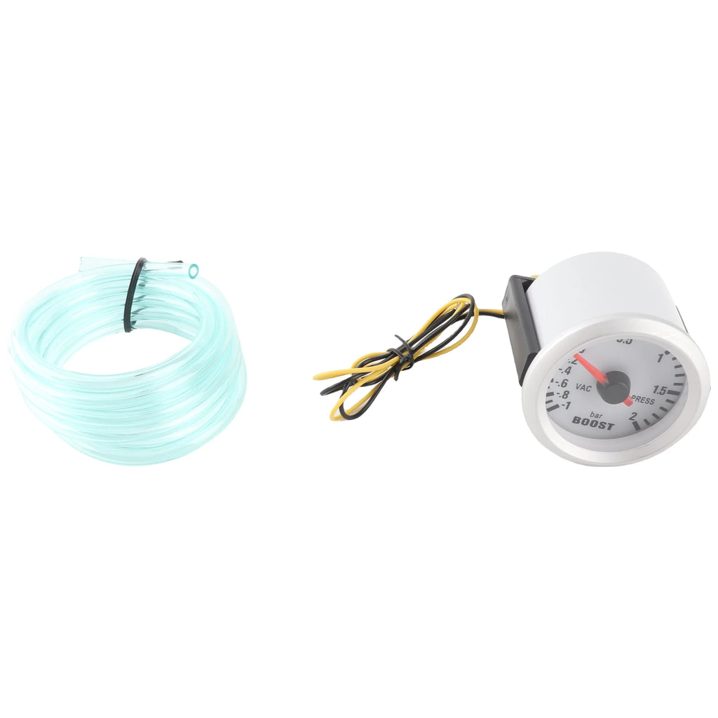 Boost Pressure Gauge Turbo Boost Vacuum Press Gauge Meter for Auto Car 2" 52mm -1~2BAR Blue LED Light turbo boost gauge 0-45 psi Qme Silver White