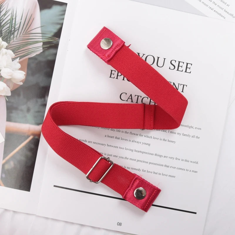 Buckle-free Elastic Invisible Belt Women Without Buckle Jeans Easy Qme Red 60-95cm China Mainland