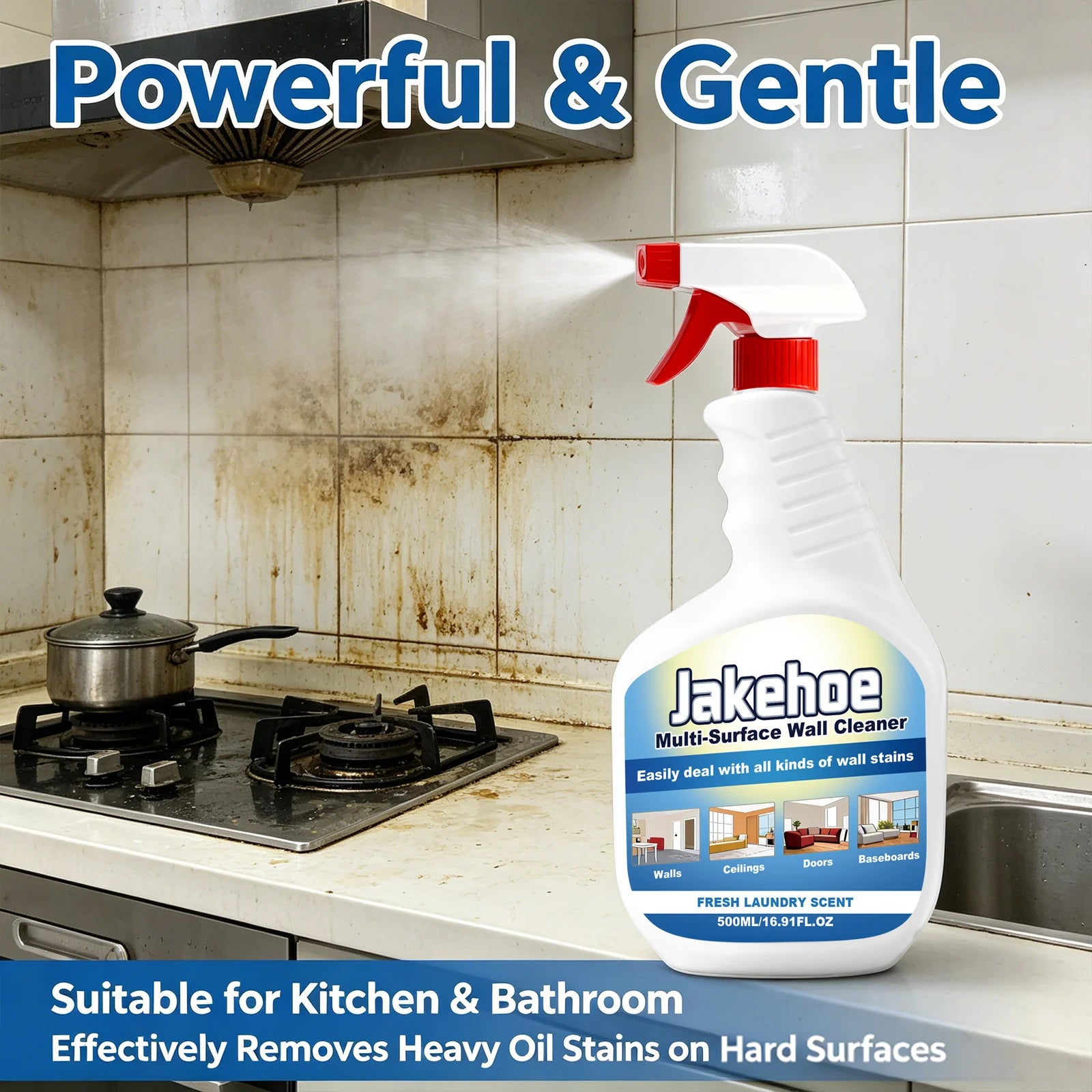 Multi-surface Wall Cleaner Effectively Removing Fingerprints & Crayon Marks Freshing Aroma Save Time Wall Decontamination Spray Qme
