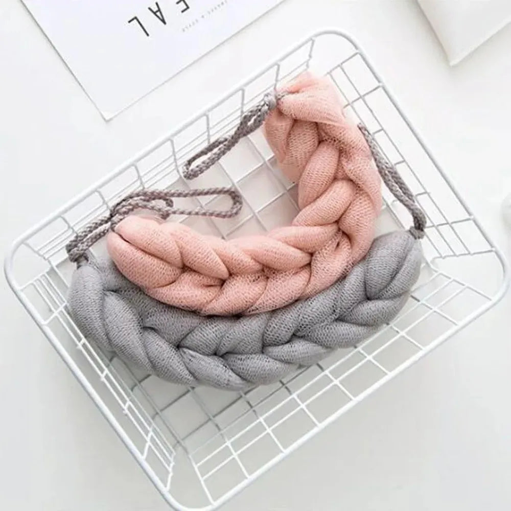 Flower Mesh Shoulder Scrubber Long Sponge Body Back Bath Shower Qme