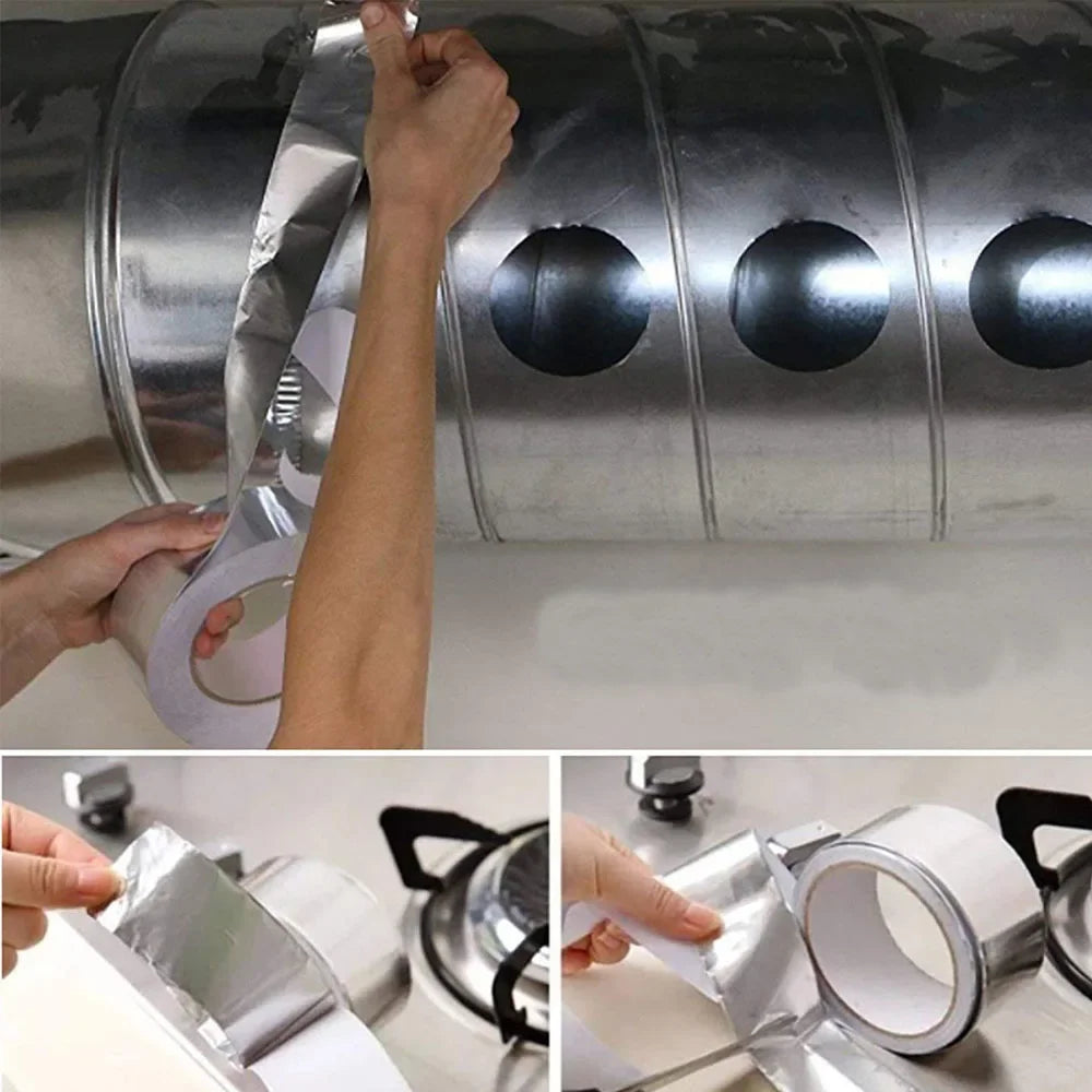 2 Rolls High Temperature Aluminum Foil Duct Tape for HVAC, Metal Repair, Cold Air Ductwork,Sealing,Patching,Reflective Foil Tape Qme