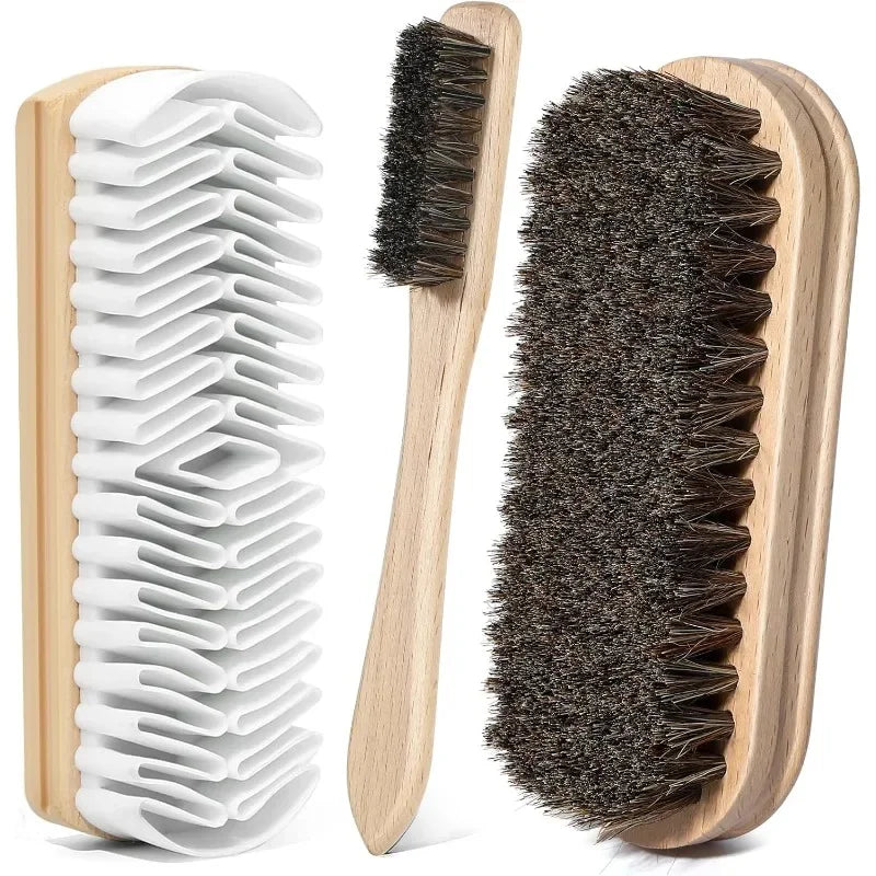 Shoe Cleaning Brush Suede Eraser Premium Horsehair Polish Long Qme