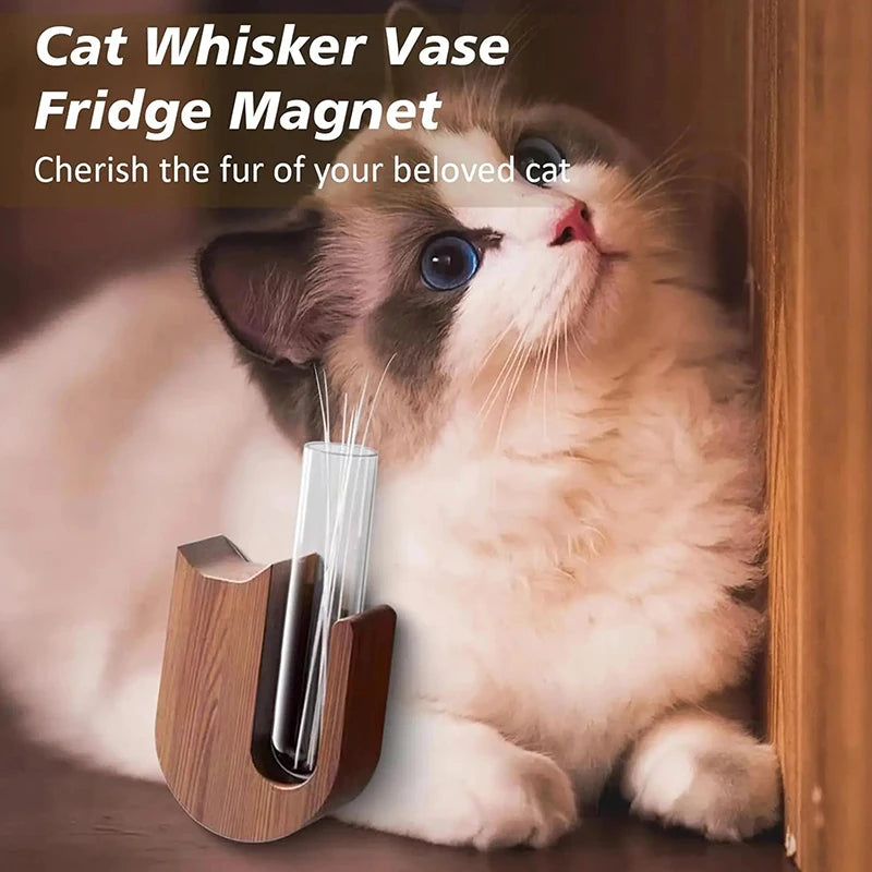 Pets Souvenir Home Decor Cat Whisker Vase Pet Fridge Magnet Wooden Qme