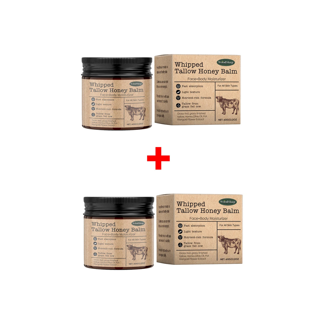 Woodsleep Beef Tallow Honey Balm Loose Skin Tightening Reduce Dryness Sensitive Skin Care Deep Hydration Face & Body Moisturizer Qme 2pcs