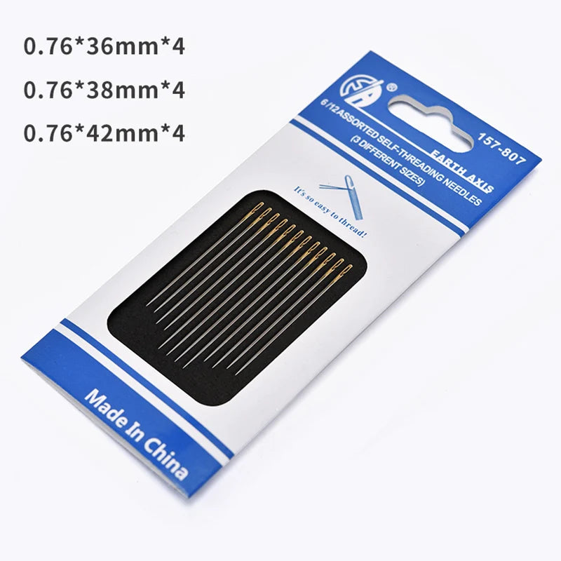 12PCS Side Holes Blind Needles Sewing Stainless Steel Elderly Needle Household DIY Jewelry Beading Threading Apparel Needles Qme