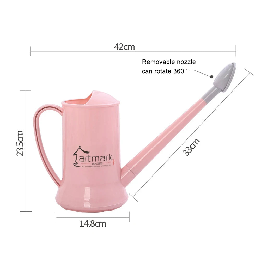 2L Watering Can with Long Spout Detachable Head Plastic Garden Watering Pot for Flower Plant Irrigation Indoor Outdoor Use Qme
