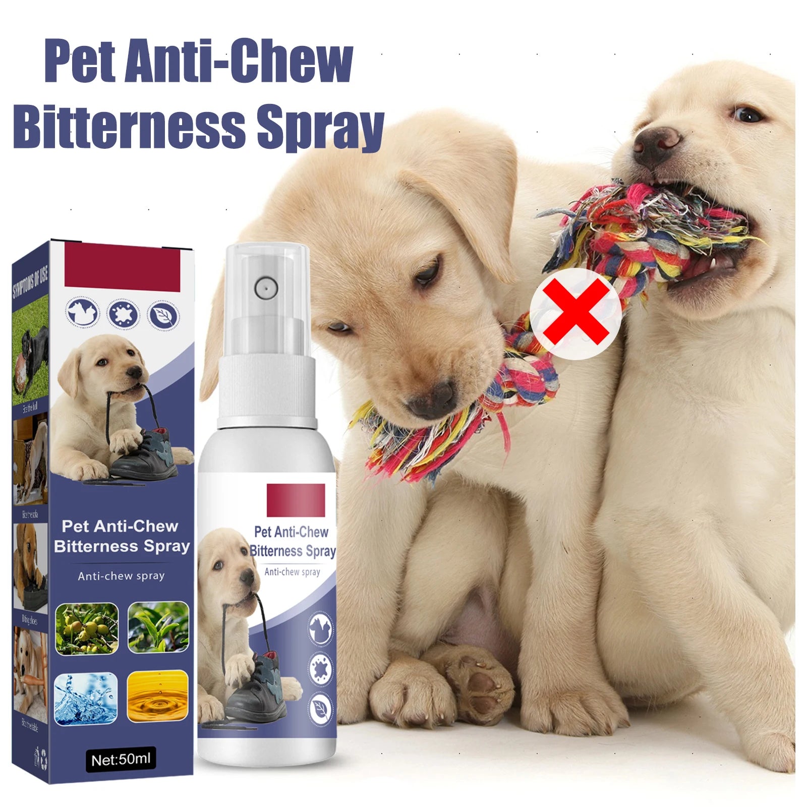 Natural Bitter Spray Anti-Chew Spray Effectively Restrain Pet Behavior Relieve Anxiety Protecting Furnishings Training Supplies Qme