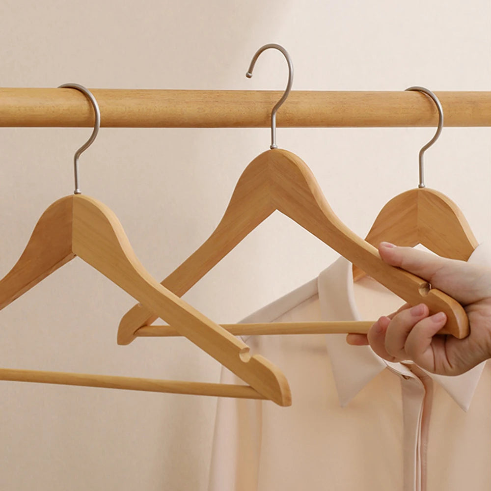 5PCS/10PCS/20PCS/30PCS Solid Wood Hangers Wooden Clothes Hangers Seamless Wood Clothes Hangers Home Organizer Qme