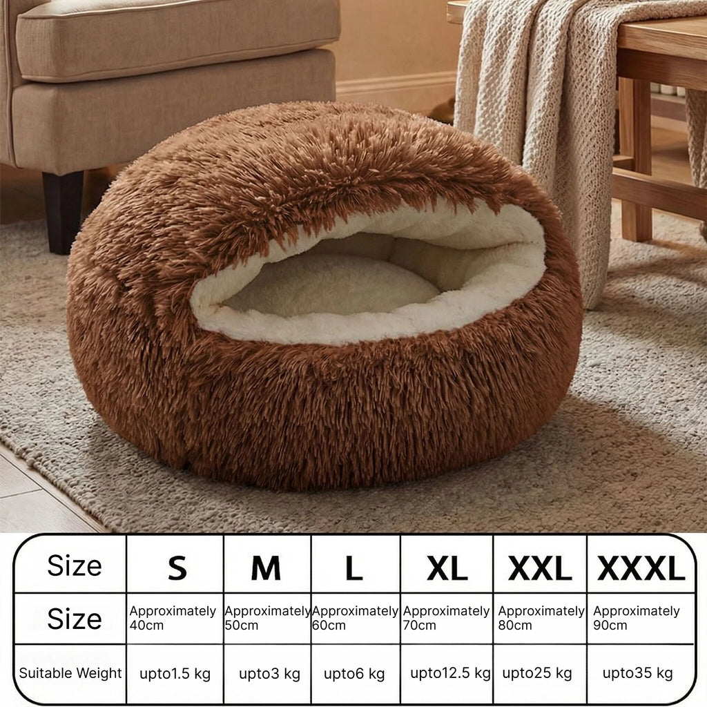 B 40-90cm 6 Sizes Round Pet Bed for Large Dog Bed Super Soft Cat Bed Plush Dog House for Medium Dog House Winter Warm Sleeping Qme